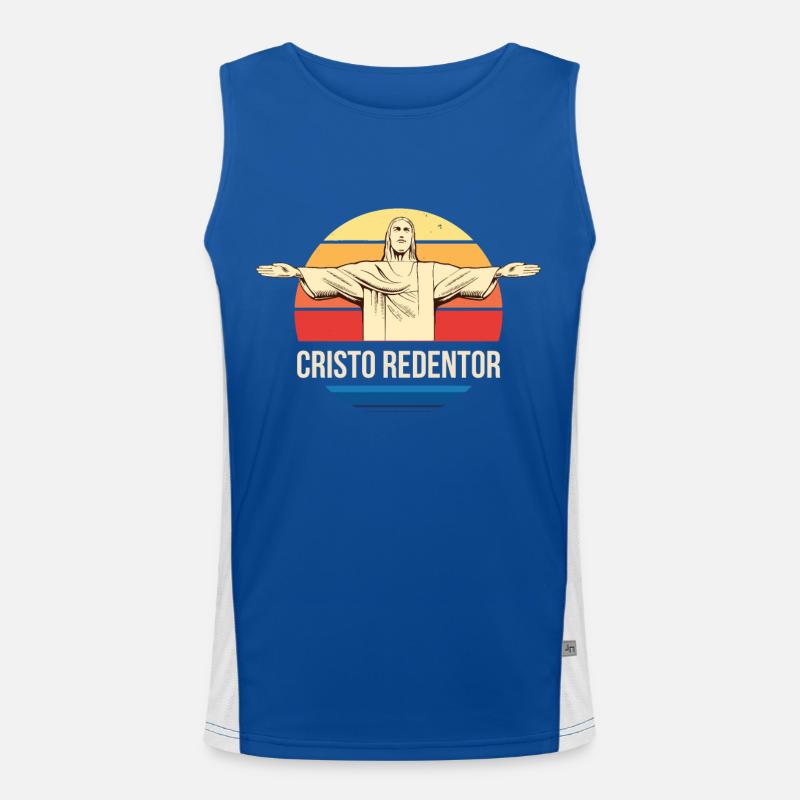 Brasilien Rio Cristo Redentor Kirche Funktionelles Kontrast-Tank Top für Männer 