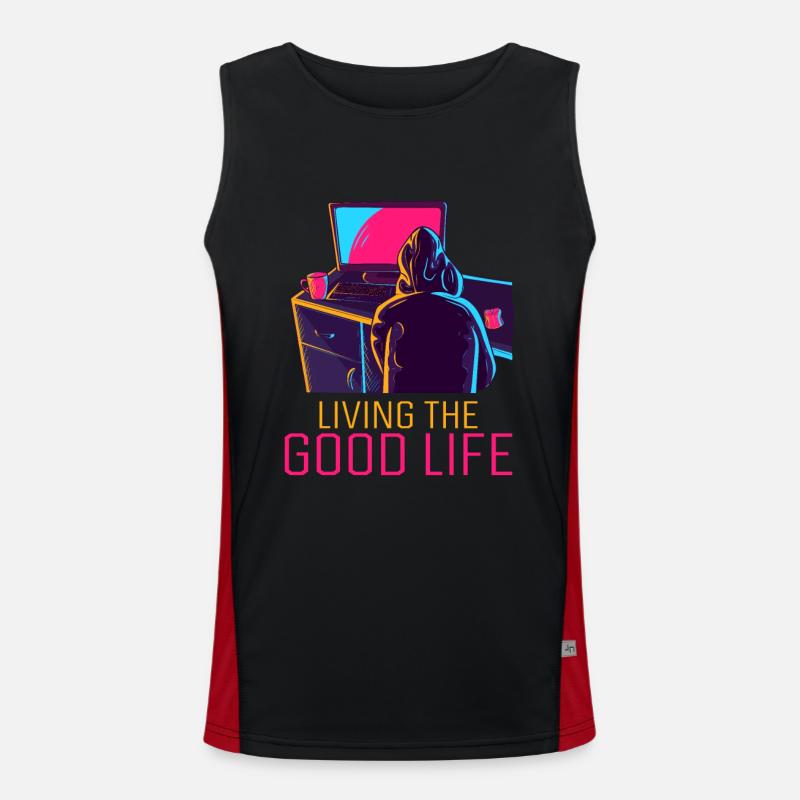 Living The Good Life Full Stack Coder Software Men's Functional Contrast Tank Top 