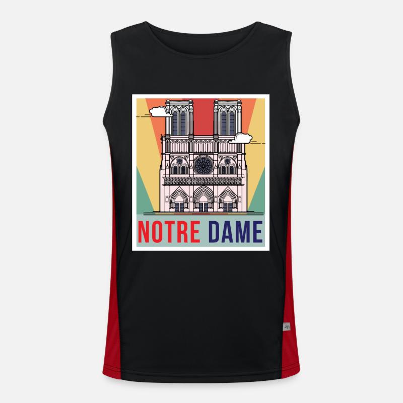 Notre Dame Retro Cathedral Paris Men's Functional Contrast Tank Top 