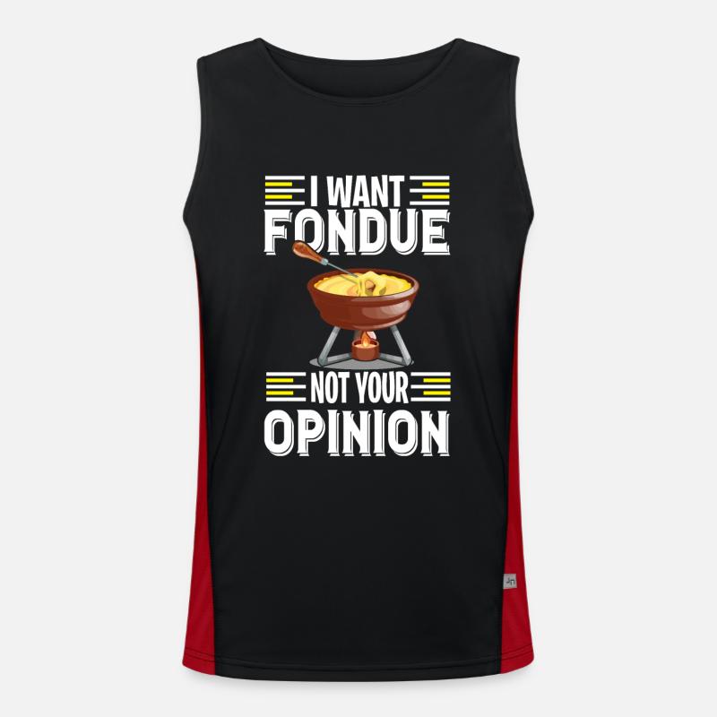 Käse Fondue Bitte Schweizer Alpen Funktionelles Kontrast-Tank Top für Männer 