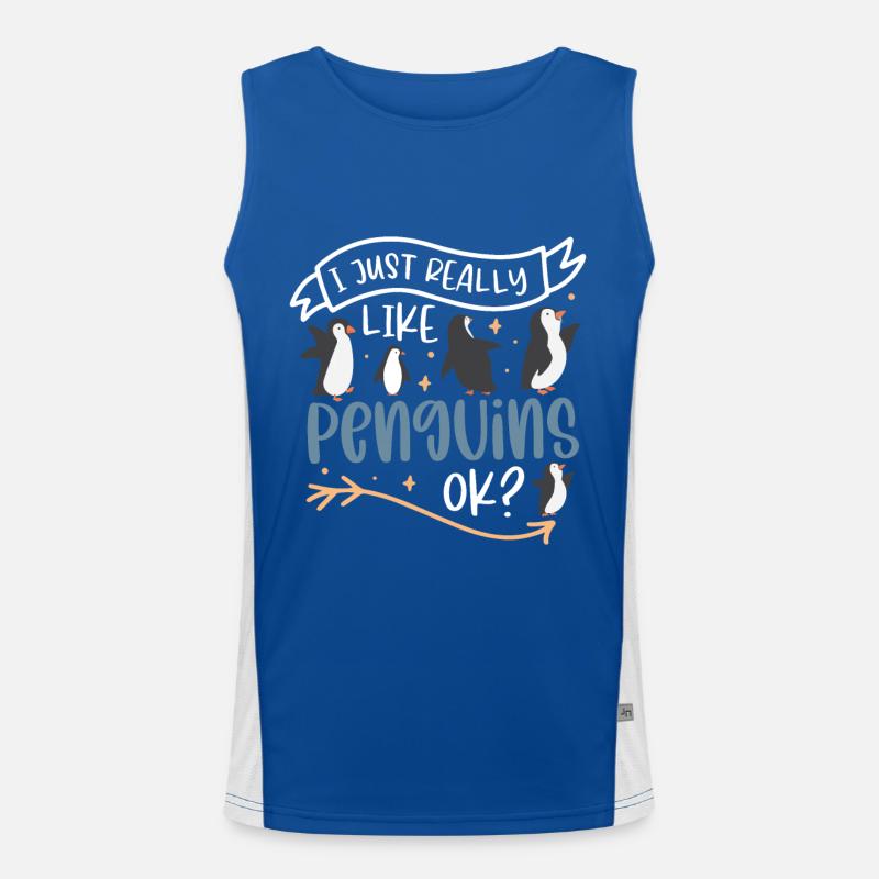 I Really Like Penguins Königspinguin Funktionelles Kontrast-Tank Top für Männer 