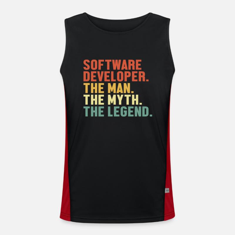 Software Developer Man Myth Legend Coder Software Men's Functional Contrast Tank Top 