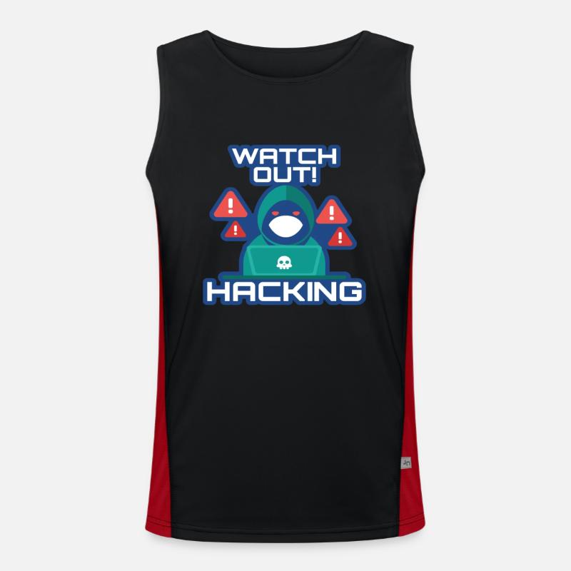 Watch Out Hacking Full Stack Coder Software Men's Functional Contrast Tank Top 