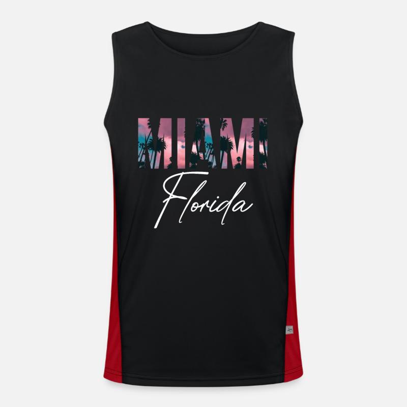Miami Palms Florida Miami Beach Sun Men's Functional Contrast Tank Top 
