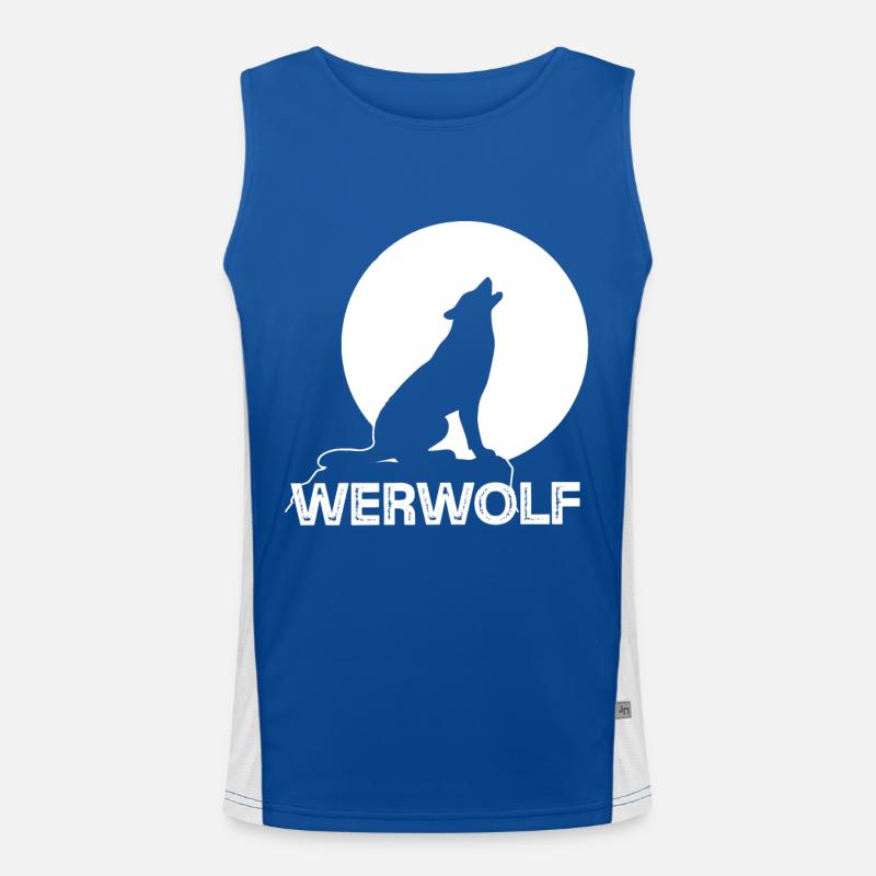 Werwolf Vollmond Wolf Wolfsrudel Funktionelles Kontrast-Tank Top für Männer 