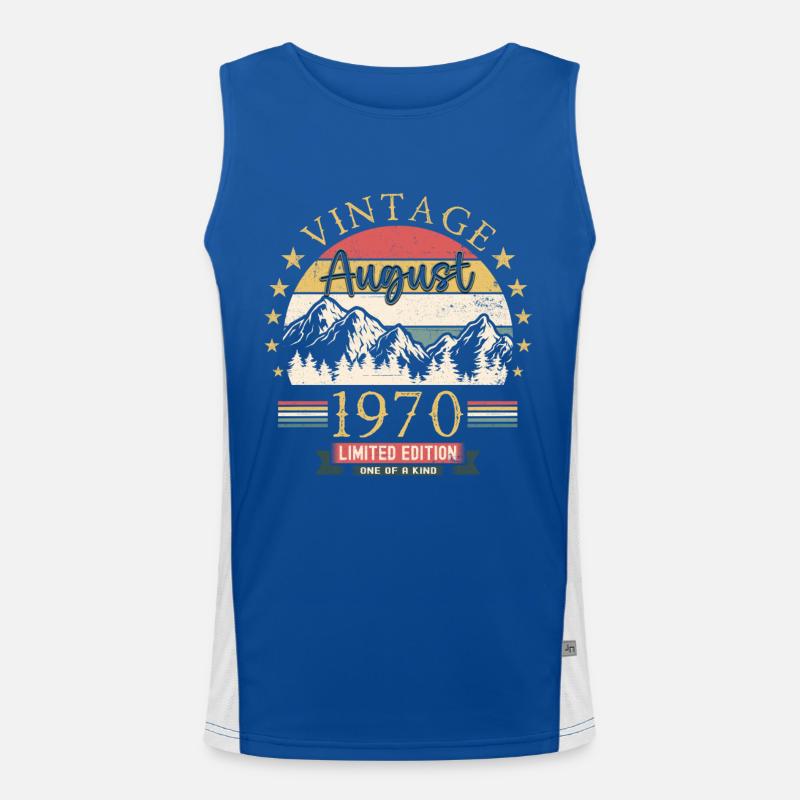Original August Vintage 1970 Geburtstag Geschenk Funktionelles Kontrast-Tank Top für Männer 