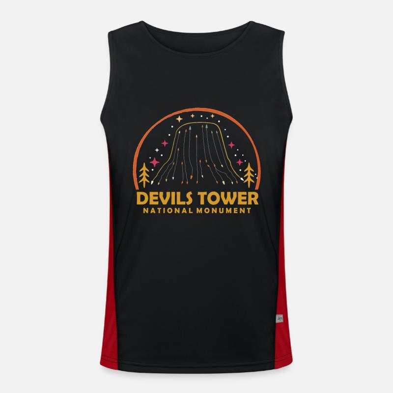 Devils Tower Wyoming Mountain National Monument Wall Men's Functional Contrast Tank Top 