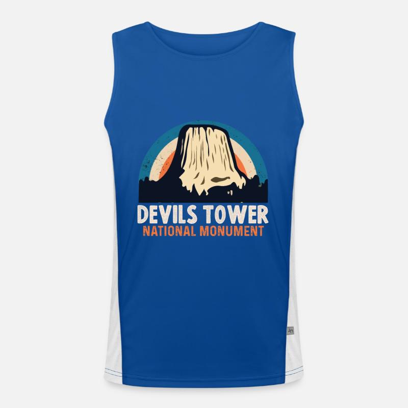Devils Tower National Monument Wyoming Nature Hiking Men's Functional Contrast Tank Top 