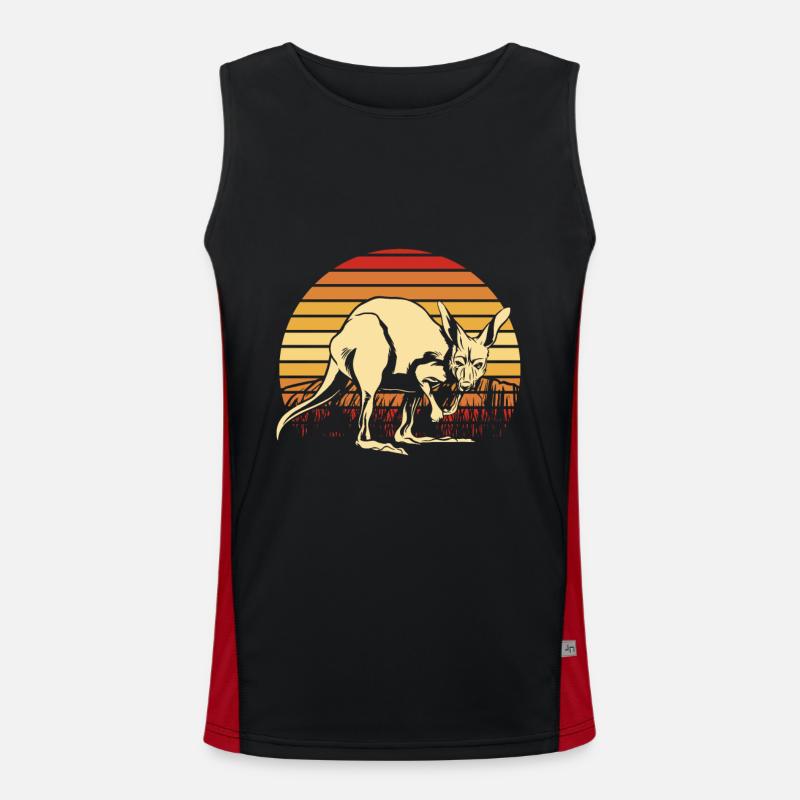 Känguru Retro Australien Down Under Outback Funktionelles Kontrast-Tank Top für Männer 