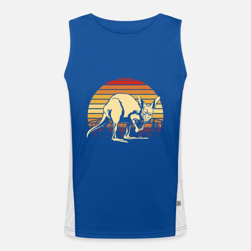Känguru Retro Australien Down Under Outback Funktionelles Kontrast-Tank Top für Männer 