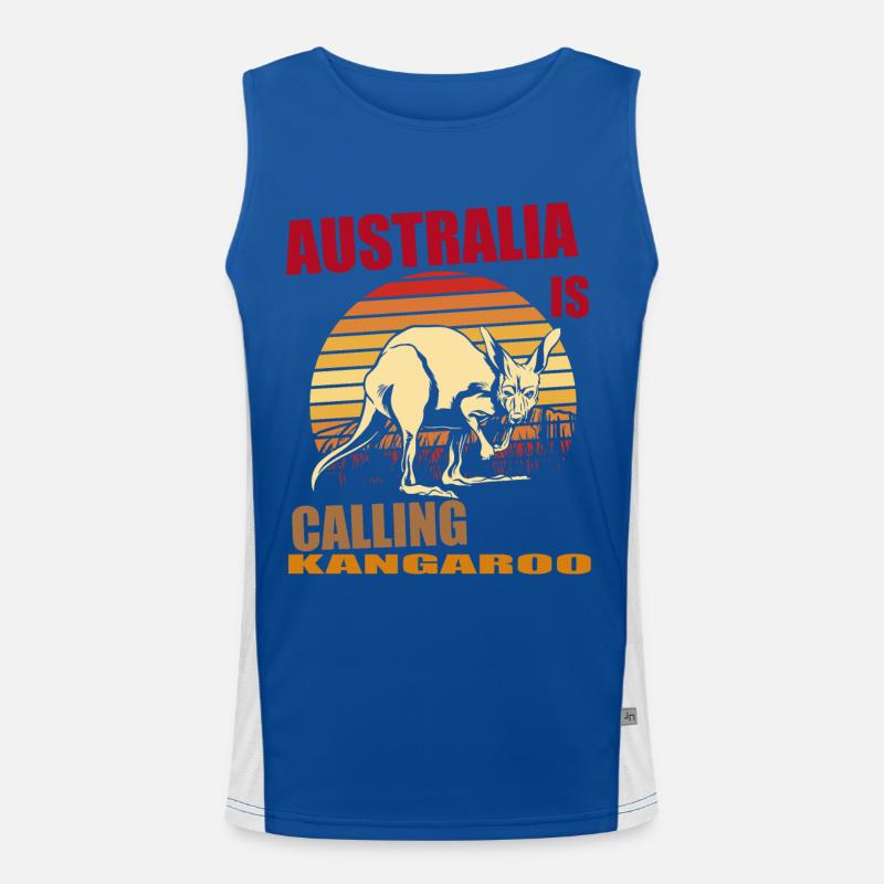 Kangaroo Retro Australia Calling Outback Men's Functional Contrast Tank Top 
