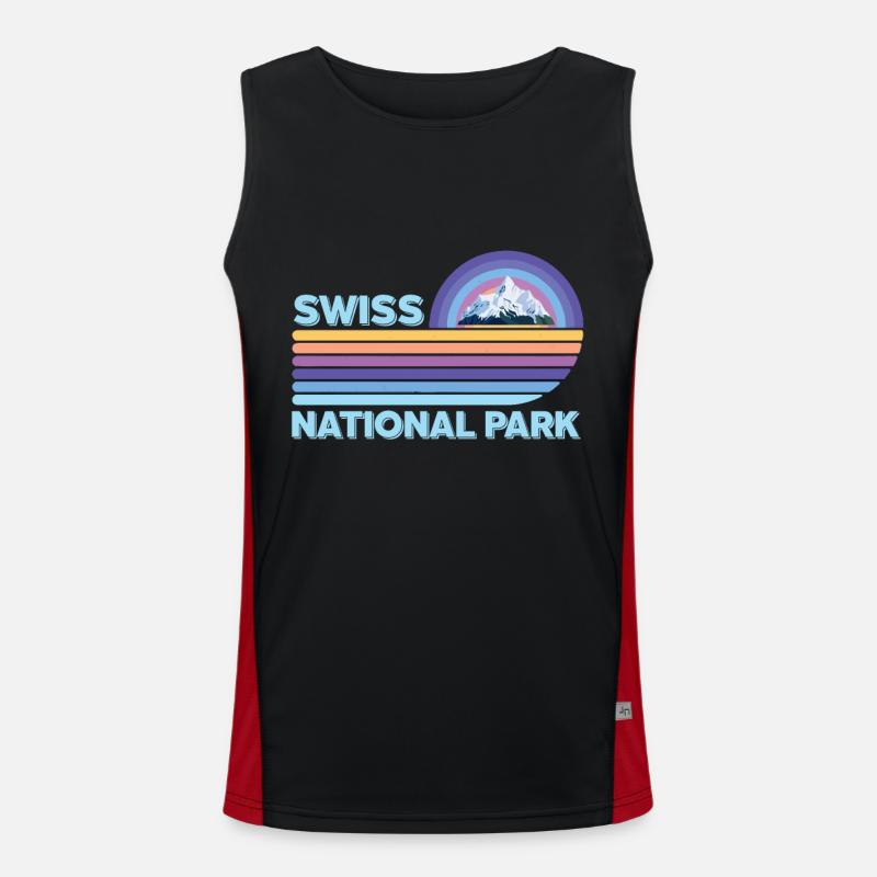 Schweizer Nationalpark Schnee Engadin Cam Funktionelles Kontrast-Tank Top für Männer 