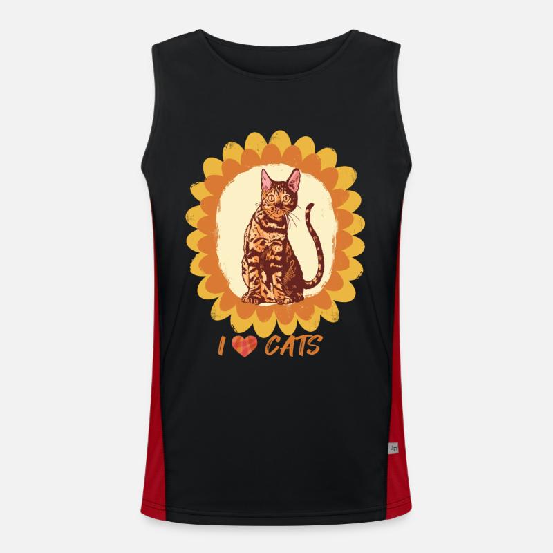 Tournesol Bengal Chat Amour Chats Chat et Chat Débardeur respirant contrasté Homme 