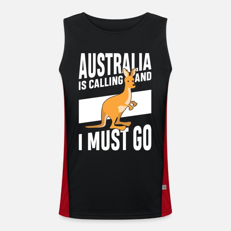 Australia calls Kangaroo Outback Cute Kangaroos Men's Functional Contrast Tank Top 