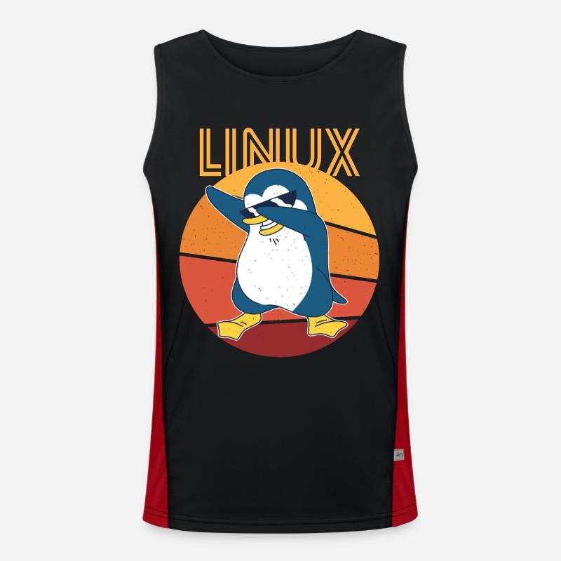 Linux Admin Cool Penguin Nerd Informatik - Funktionel kontrast tanktop til herrer  - sort/rød