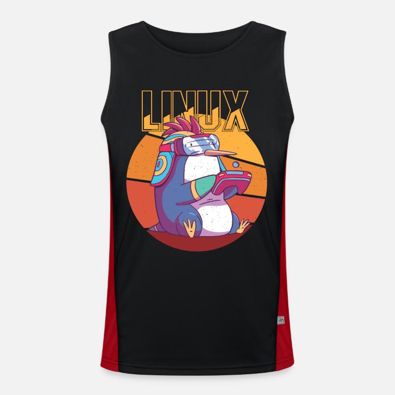 Gamer Linux Root Cool Penguin Nerd Game Programmer Débardeur respirant contrasté Homme 