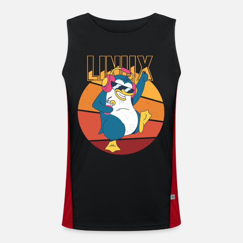 Party Linux Root Cool Penguin Nerd Game Programmer Men's Functional Contrast Tank Top 