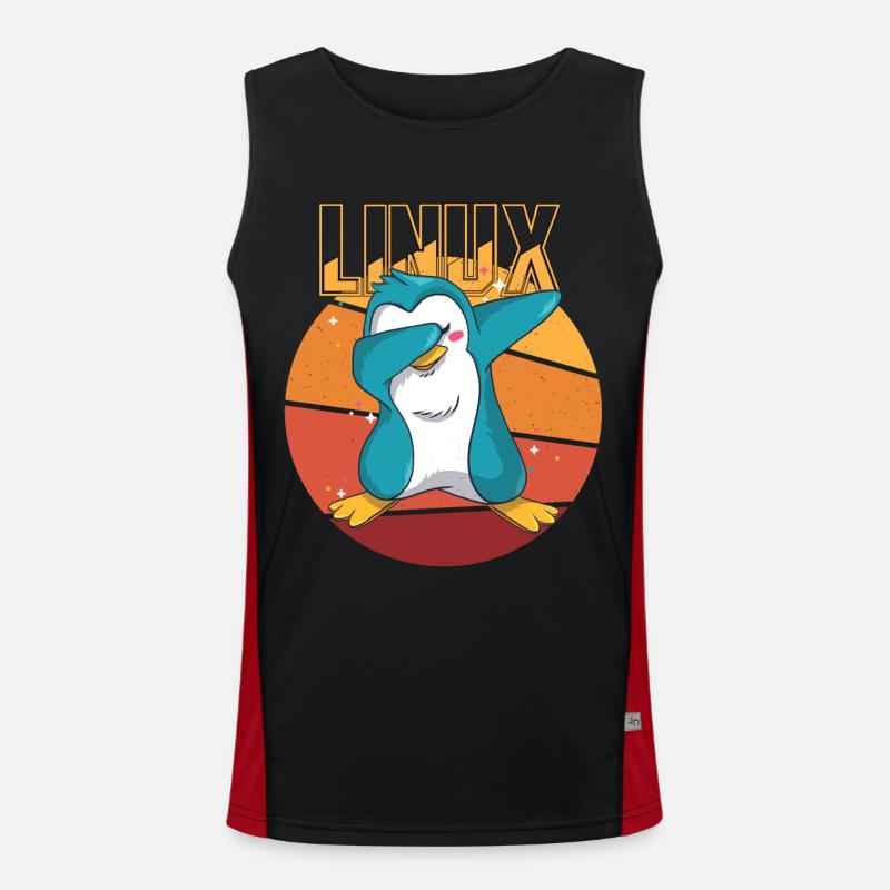 Geek Linux Root Party Penguin Nerd Programmer Comp Men's Functional Contrast Tank Top 