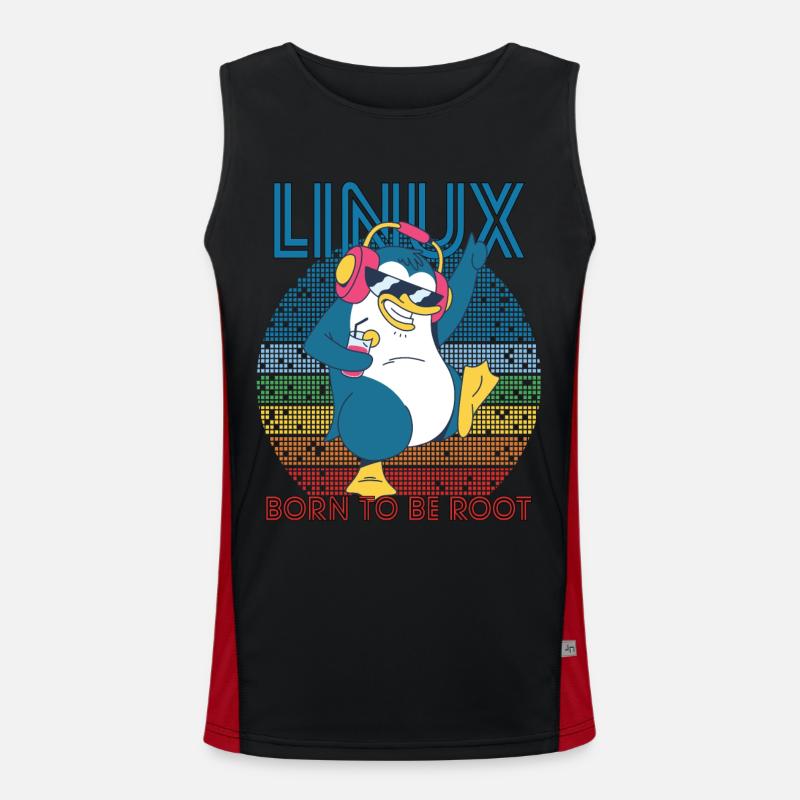 Root Party Penguin Retro Linux Cool Nerd Programs Men's Functional Contrast Tank Top 
