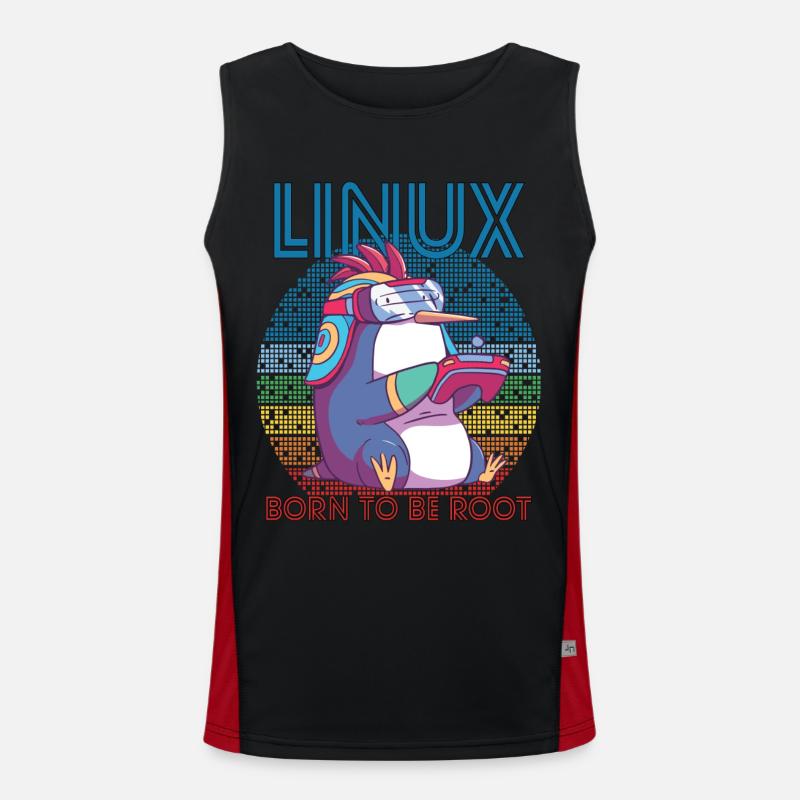 Linux Gamer Penguin Root Party Geek Programmeur Adm Débardeur respirant contrasté Homme 
