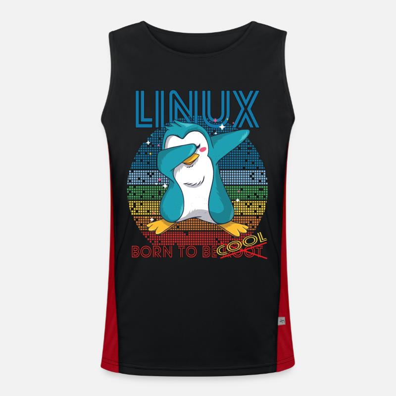Linux Cool Born To Be Root Cute Penguin Geek Admin Débardeur respirant contrasté Homme 