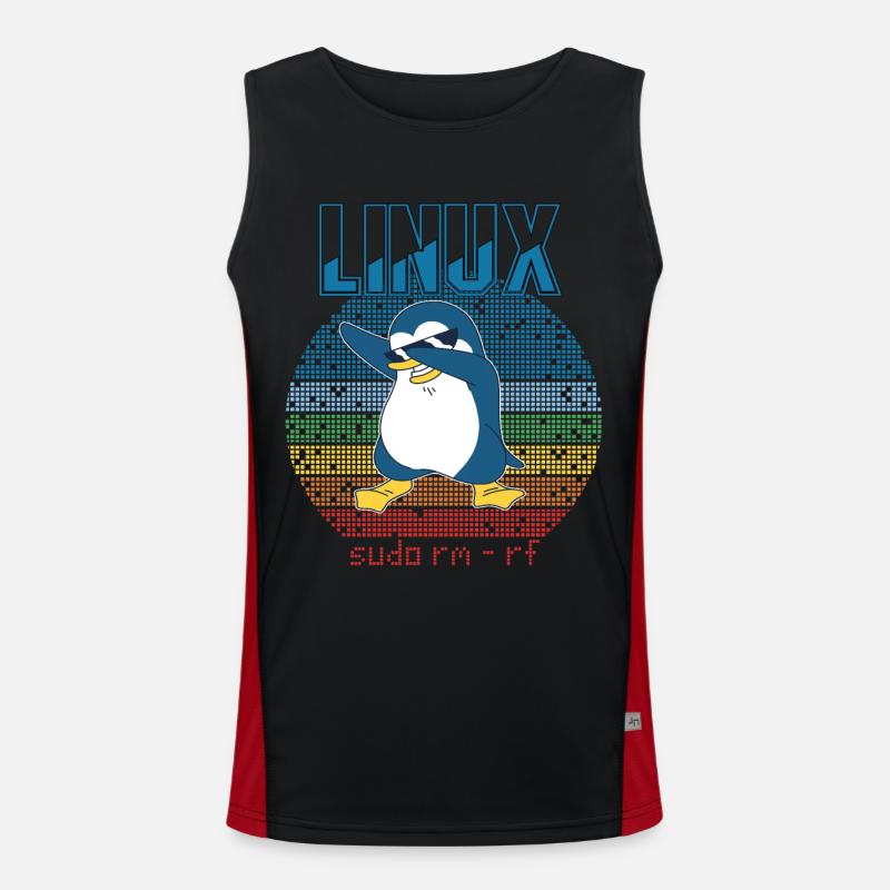 Linux Sudo Root Geek Admin Penguin Nerd Programmer Men's Functional Contrast Tank Top 