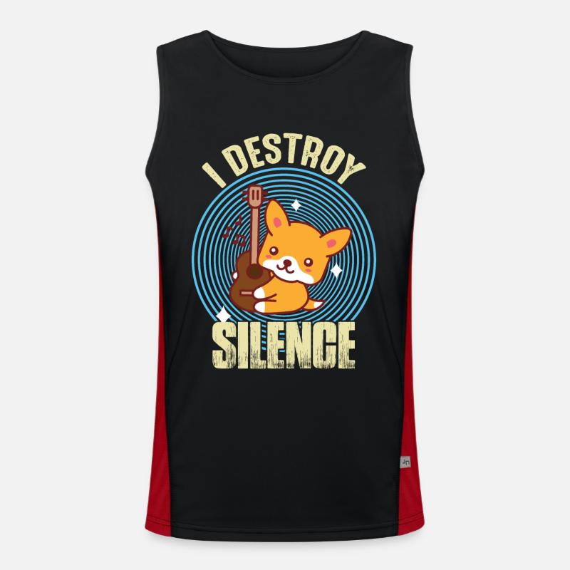 Guitare Destroy Silence Nice Fox guitariste Rockgi Débardeur respirant contrasté Homme 