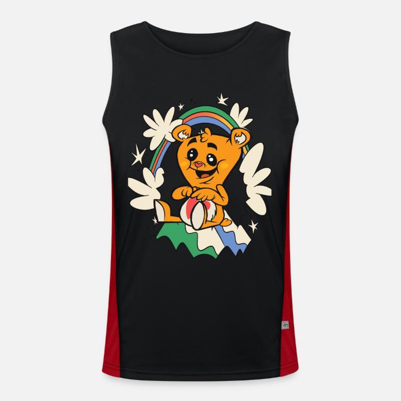 Rainbow Loved Teddy Hug Time Cute Teddy Bear Funktionelles Kontrast-Tank Top für Männer 