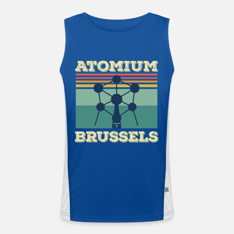 Brussels Atomium Heartbeat Atomic nucleus Science Men's Functional Contrast Tank Top 