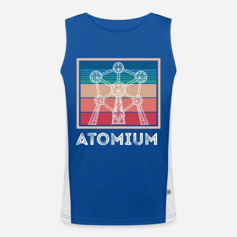 Atom Atomium Atomkern Physiker Wissenschaft Physik Funktionelles Kontrast-Tank Top für Männer 