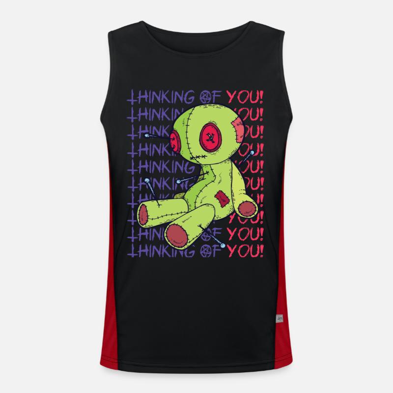 Voodoo Puppe Hexerei Denken An Dich Gruselig Hallo Funktionelles Kontrast-Tank Top für Männer 