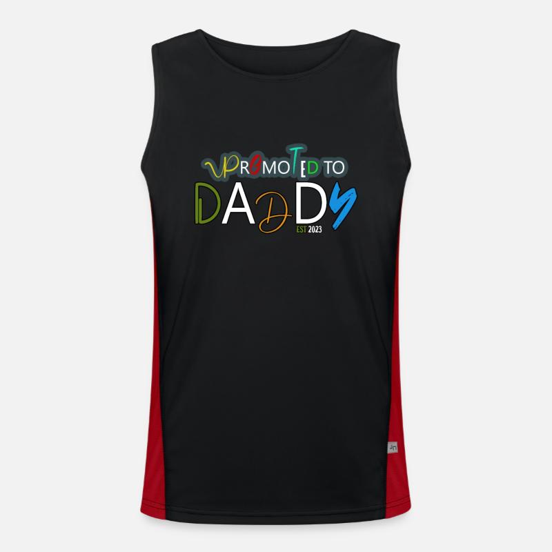Promoted to Daddy Again Est 2023, First Time Daddy Men's Functional Contrast Tank Top 