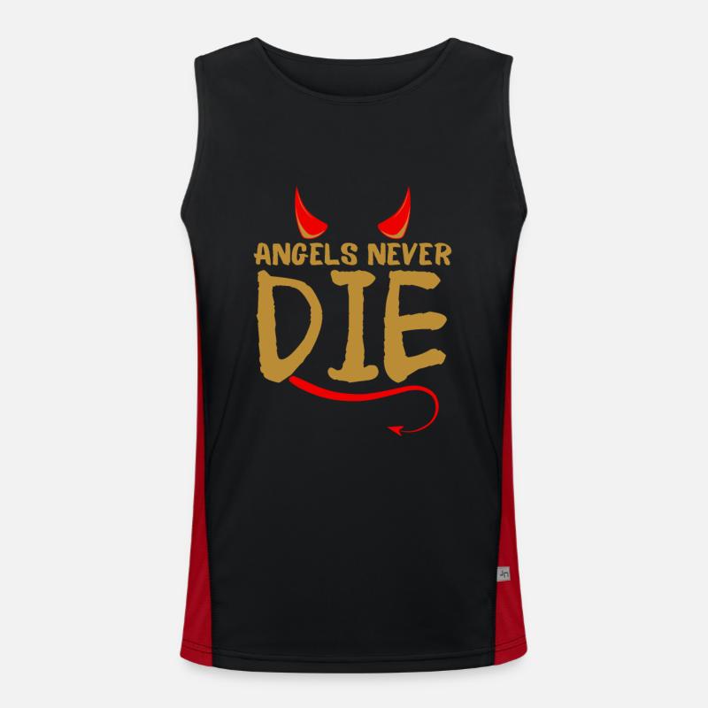 Angels never die-with devil's horns and tails Men's Functional Contrast Tank Top 
