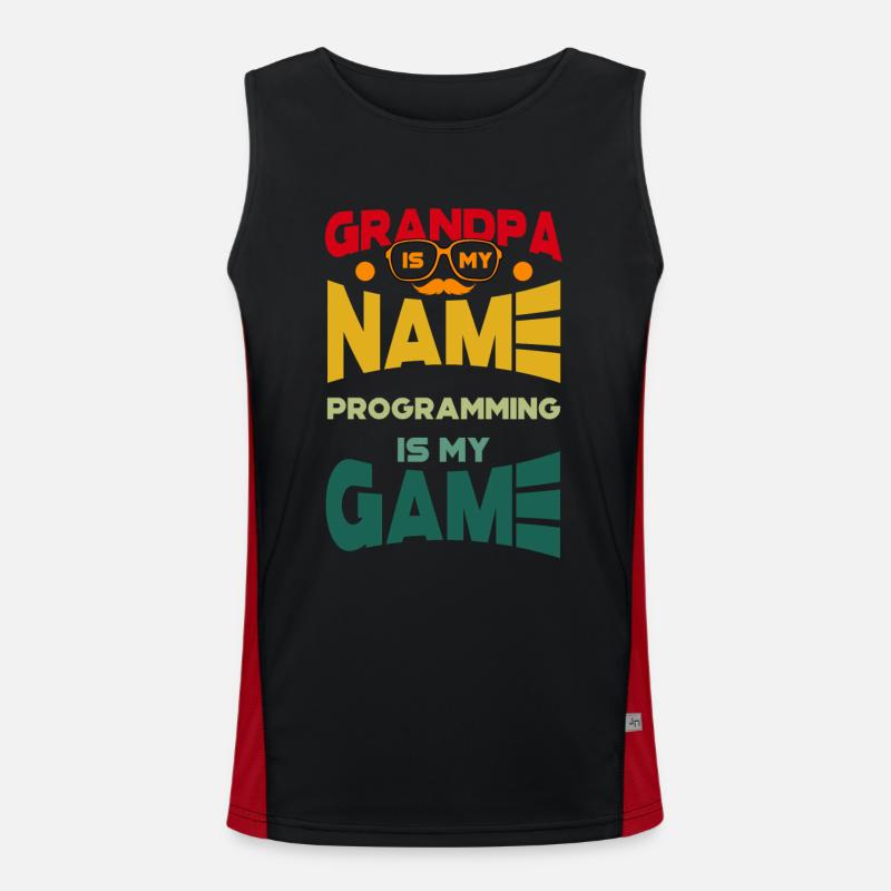 Grand-père est mon nom La programmation est mon jeu Débardeur respirant contrasté Homme 