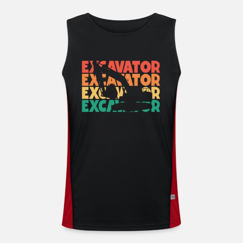 Excavator Retro Text Excavator Seilbagger Funktionelles Kontrast-Tank Top für Männer 