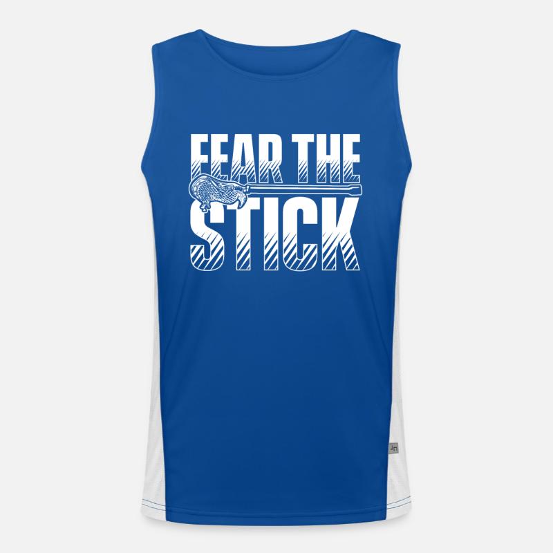 Fear The Stick Intercrosse Lax Player Polo Crosse Débardeur respirant contrasté Homme 