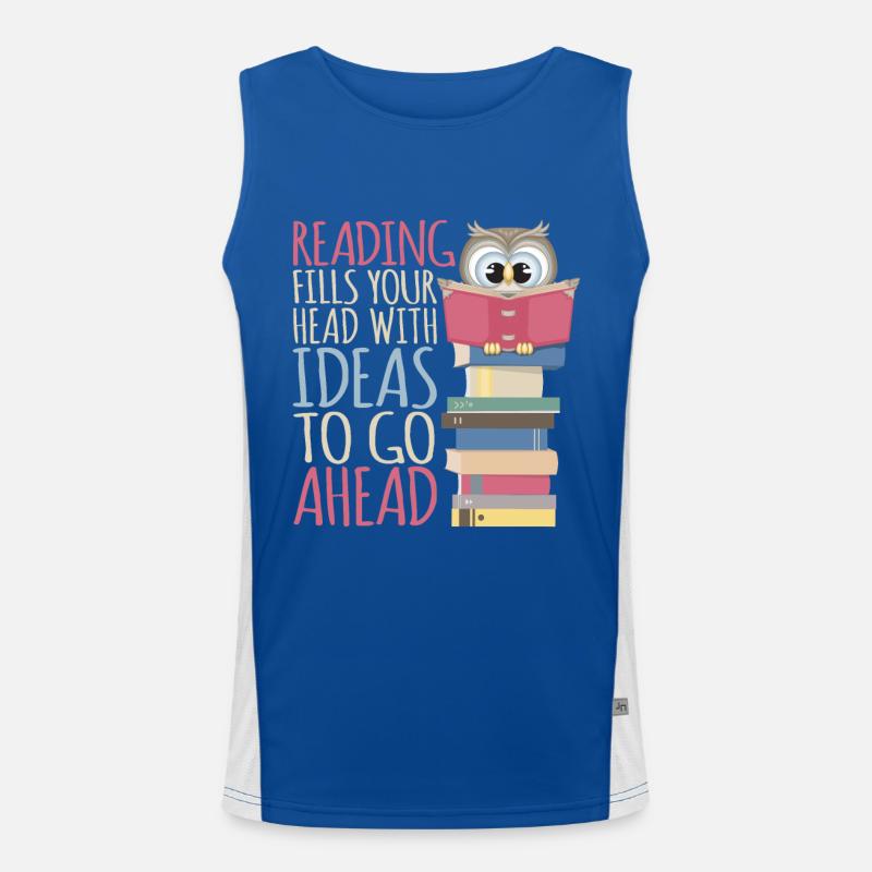 Reading Book Bookworm Library Owl Bookworm Men's Functional Contrast Tank Top 