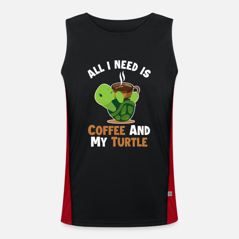 Coffee and my Turtle Tortoise Turtle Men's Functional Contrast Tank Top 