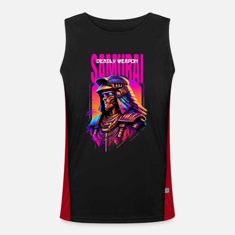 Samurai Cyber Warrior Gift - Men's Functional Contrast Tank Top  - black/red