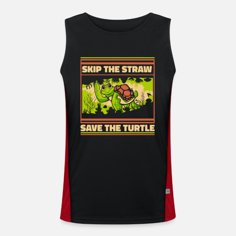 Skip The Straw Save The Turtle Tortoise Débardeur respirant contrasté Homme 