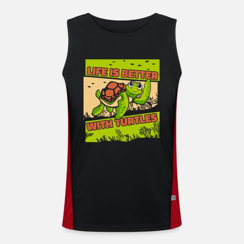 Life is better with turtles aquatic turtle Men's Functional Contrast Tank Top 