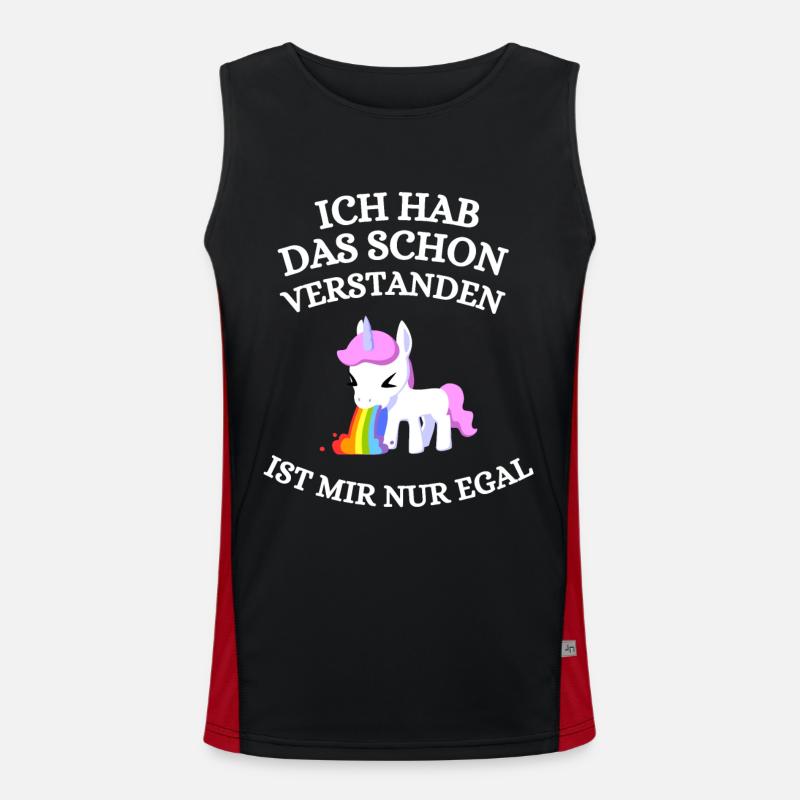 Lustiger Einhorn Spruch Ist Mir Nur Egal Funktionelles Kontrast-Tank Top für Männer 