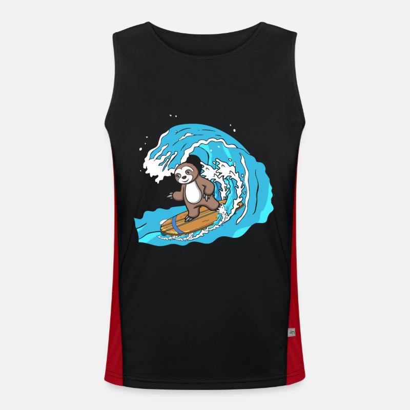 Surfboard Sloth Herbivore Animal Men's Functional Contrast Tank Top 