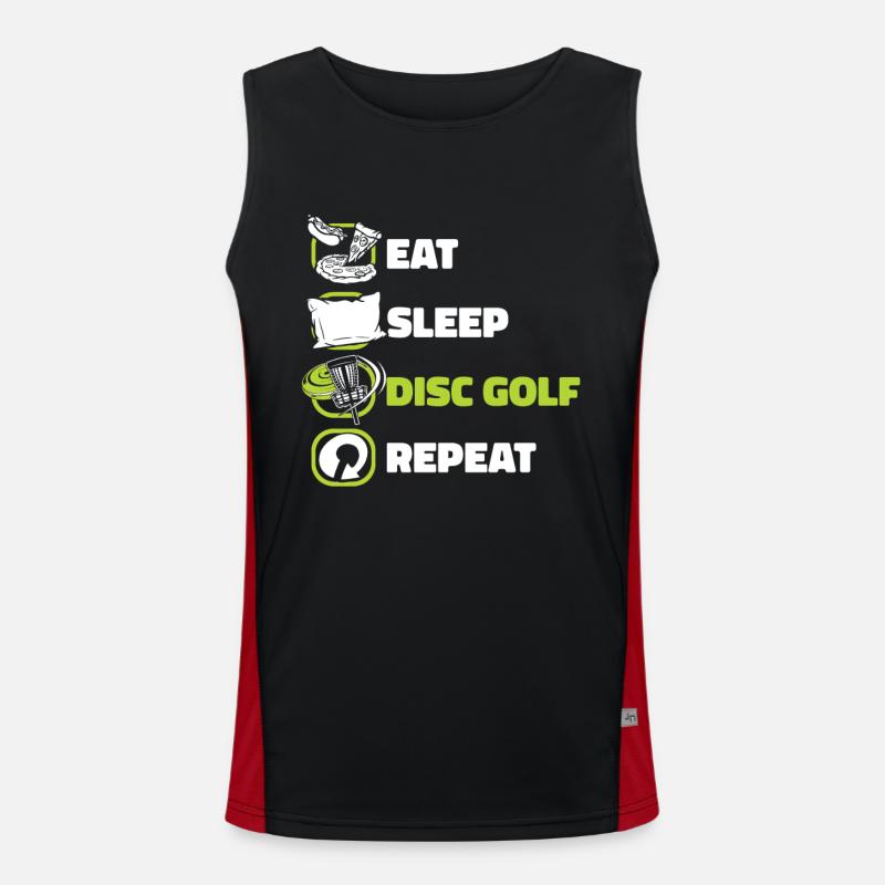 Mangez Sleep Disc Golf Repeat Basket Disc Disc Débardeur respirant contrasté Homme 