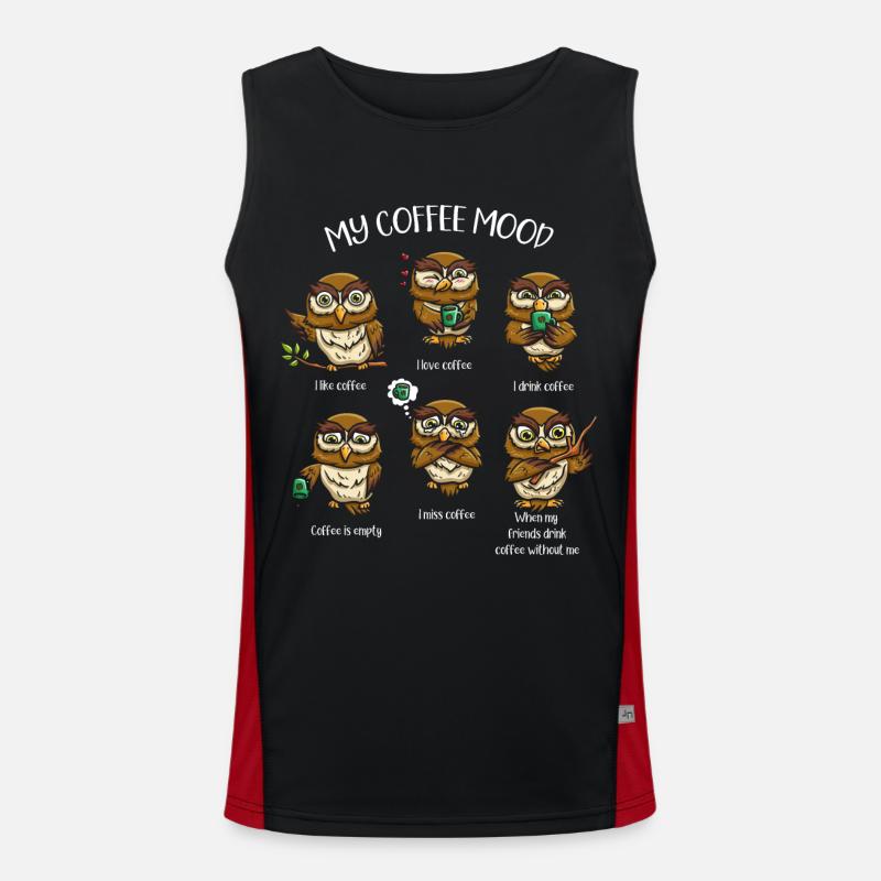 Night bird my caffeinated - Men's Functional Contrast Tank Top - black/red