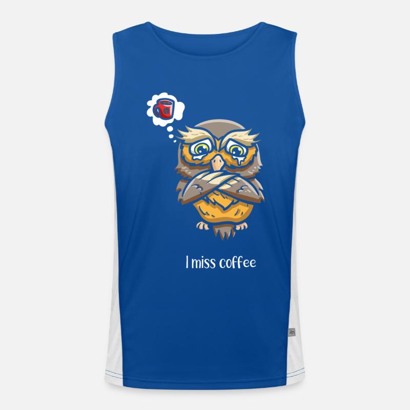 Coffeeholic Eulenflüsterer Funktionelles Kontrast-Tank Top für Männer 