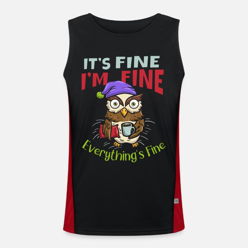 ist gut bin Ich Alles Kaffee Eule Funktionelles Kontrast-Tank Top für Männer 