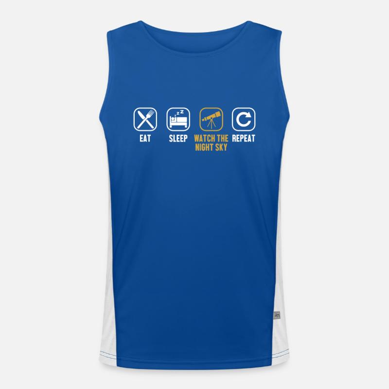 Eat Sleep Watch The Night Sky Repeat Cosmologist Men's Functional Contrast Tank Top 