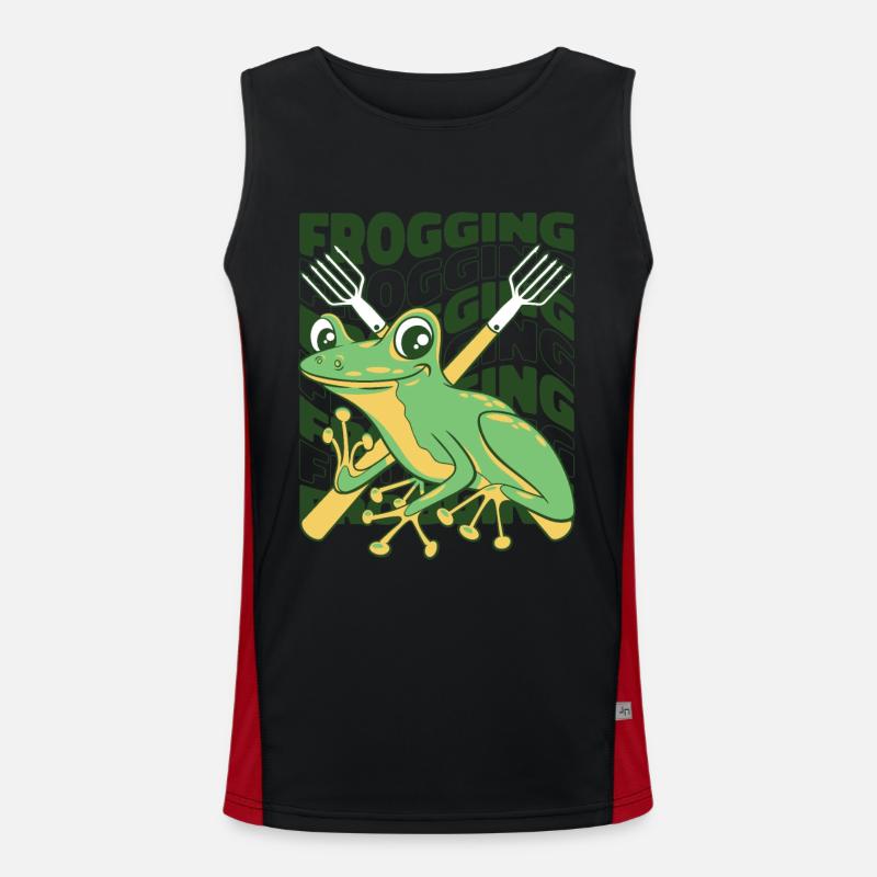 frogging tadpole tree frog toad frog catcher Men's Functional Contrast Tank Top 