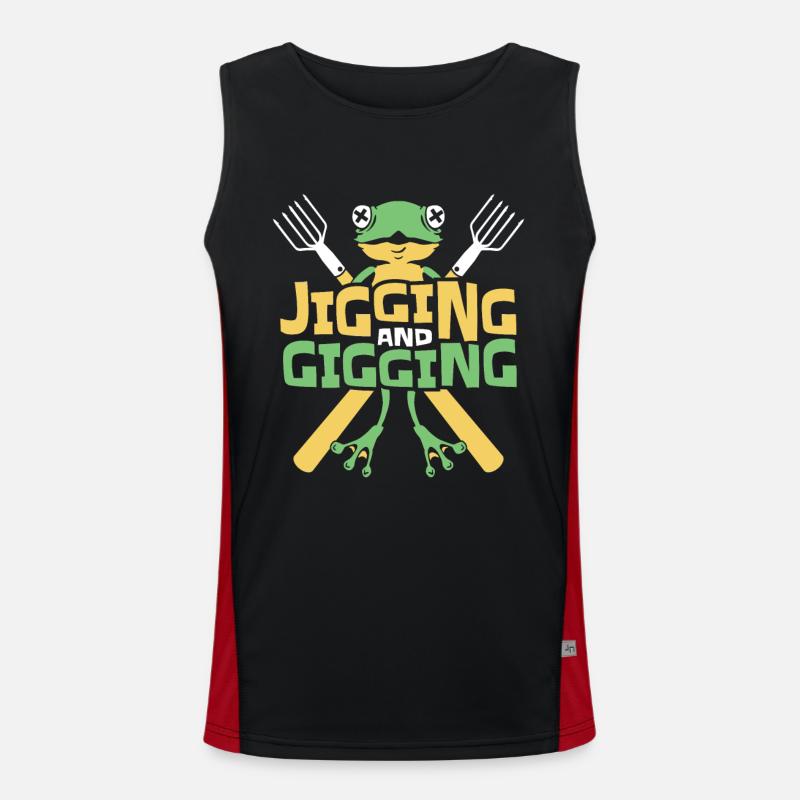Jigging And Gigging Toad Tadpole Frog Catcher Men's Functional Contrast Tank Top 